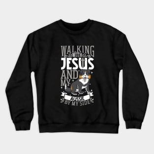 Jesus and dog - Australian Shepherd Crewneck Sweatshirt